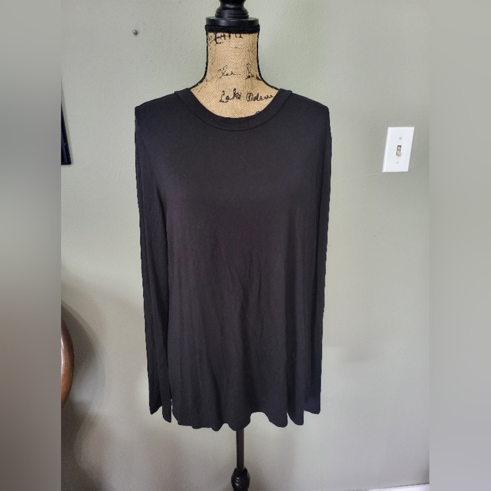 Blumin Apparel Classic Black Long Sleeve Top Laser Cut Back Detail